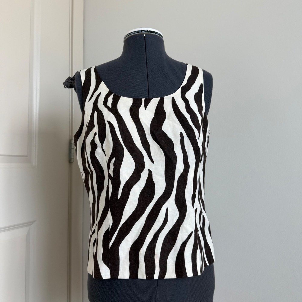 Vintage Y2K Zebra‎ Print Sleeveless Tank Size 6